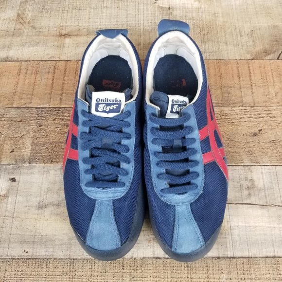 Asics Onitsuka Tiger Men Sz 8 Blue Red Retro Sneakers Casual Classic Low D203N - Picture 7 of 9